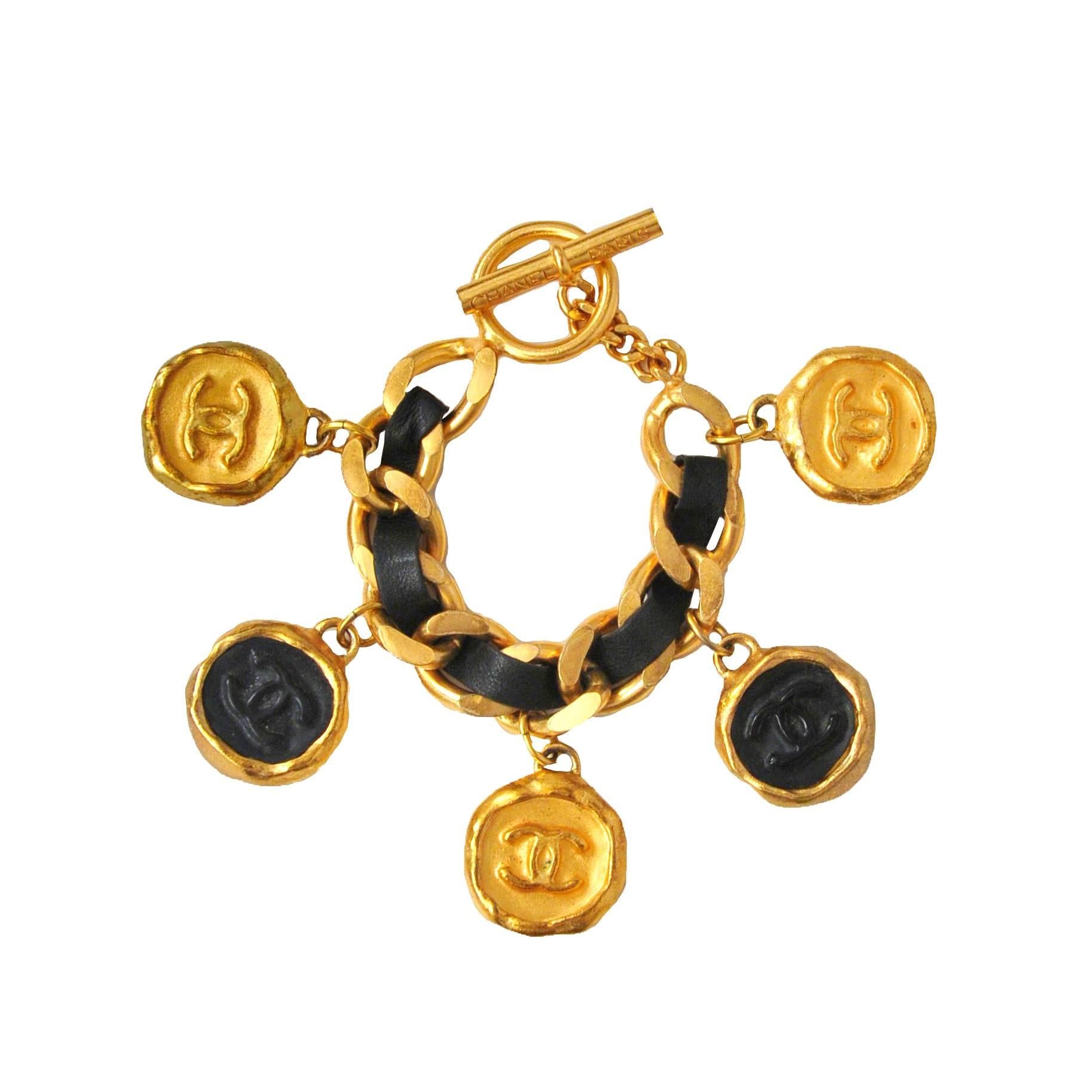 Chanel Gold and Black Coin Charm 
