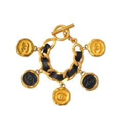 Vintage Chanel Gold and Black Coin Charm 