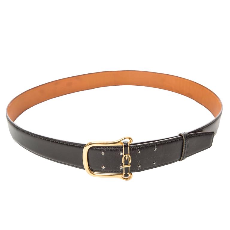 Hermes Men's Brown Leather Enamel Belt, Circa 1974 For Sale at 1stdibs
