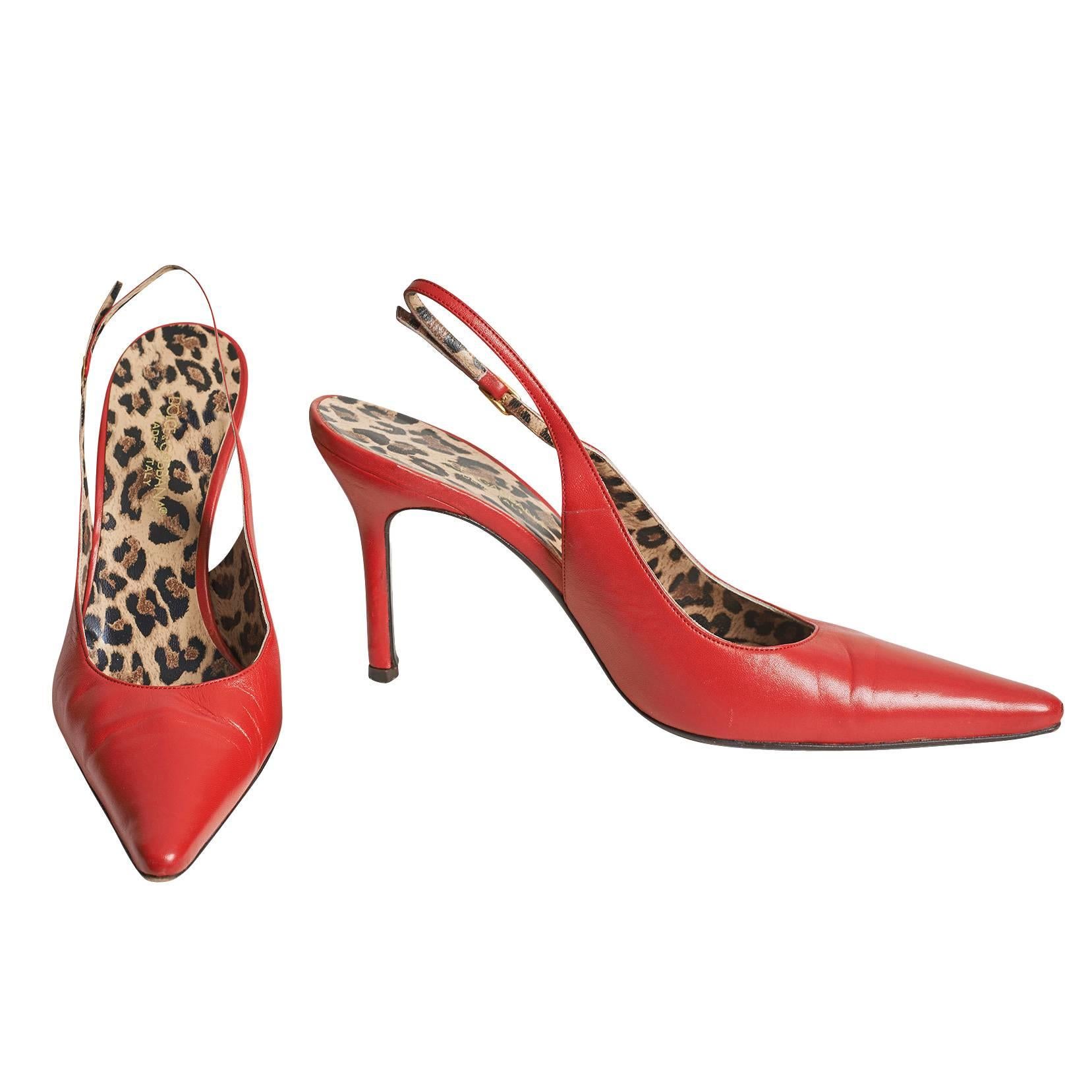 Dolce and Gabbana Lipstick Red Pointy Sandals For Sale