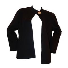 Valentino 1990's Navy Cashmere Jacket with Mother of Pearl Button - 14