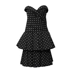 1980's CD de Christian Dior Black and White Polka Dot Cocktail Dress 5