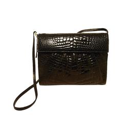 Gucci Vintage Black Alligator Convertible Shoulder Bag