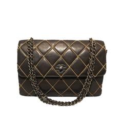 Chanel Brown Leather Maxi Flap Topstitch Classic 11