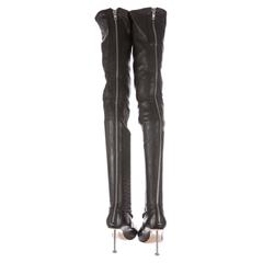 Fierce Maison Martin Margiela Black Leather Thigh High Boots With Nail Heels