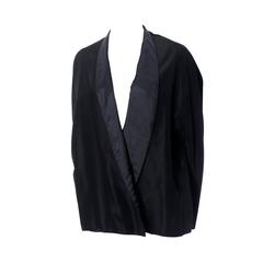 Donna Karan Signature Vintage Loose Black Jacket Silk Blend