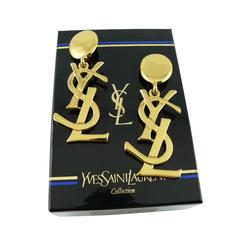 Yves Saint Laurent YSL Vintage Rare Massive Iconic Logo Dangling Earrings