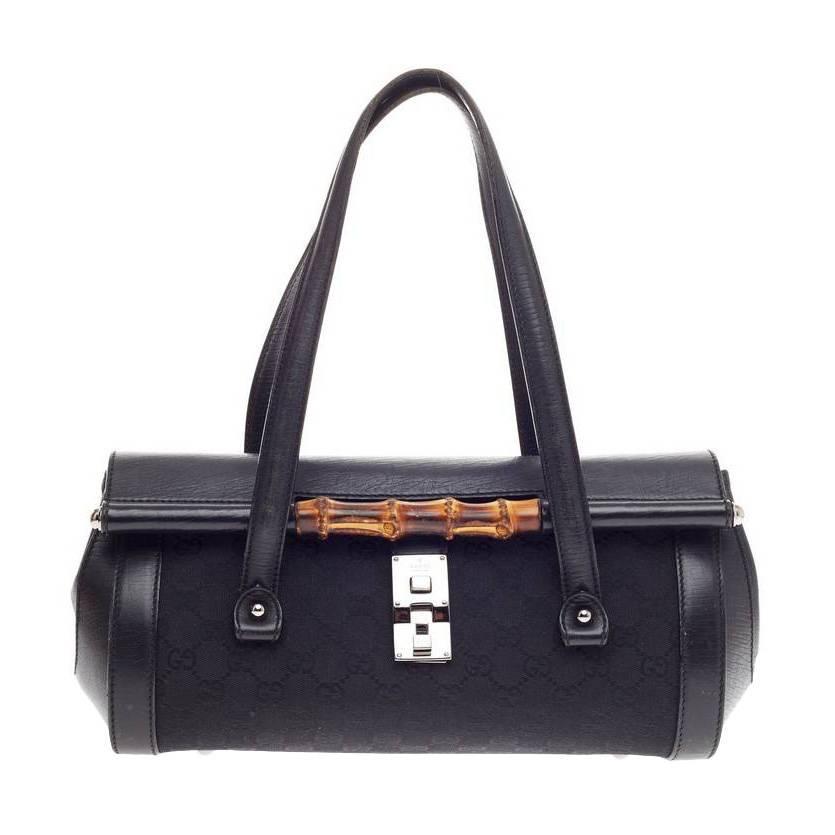 Gucci Bamboo Bullet Bag Gg Canvas Medium At 1stdibs