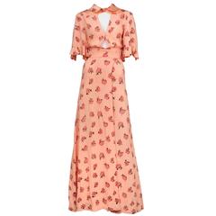 Vintage Ossie Clark Strawberry Print Gown 