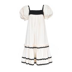 Vintage Yves Saint Laurent White Peasant Dress 