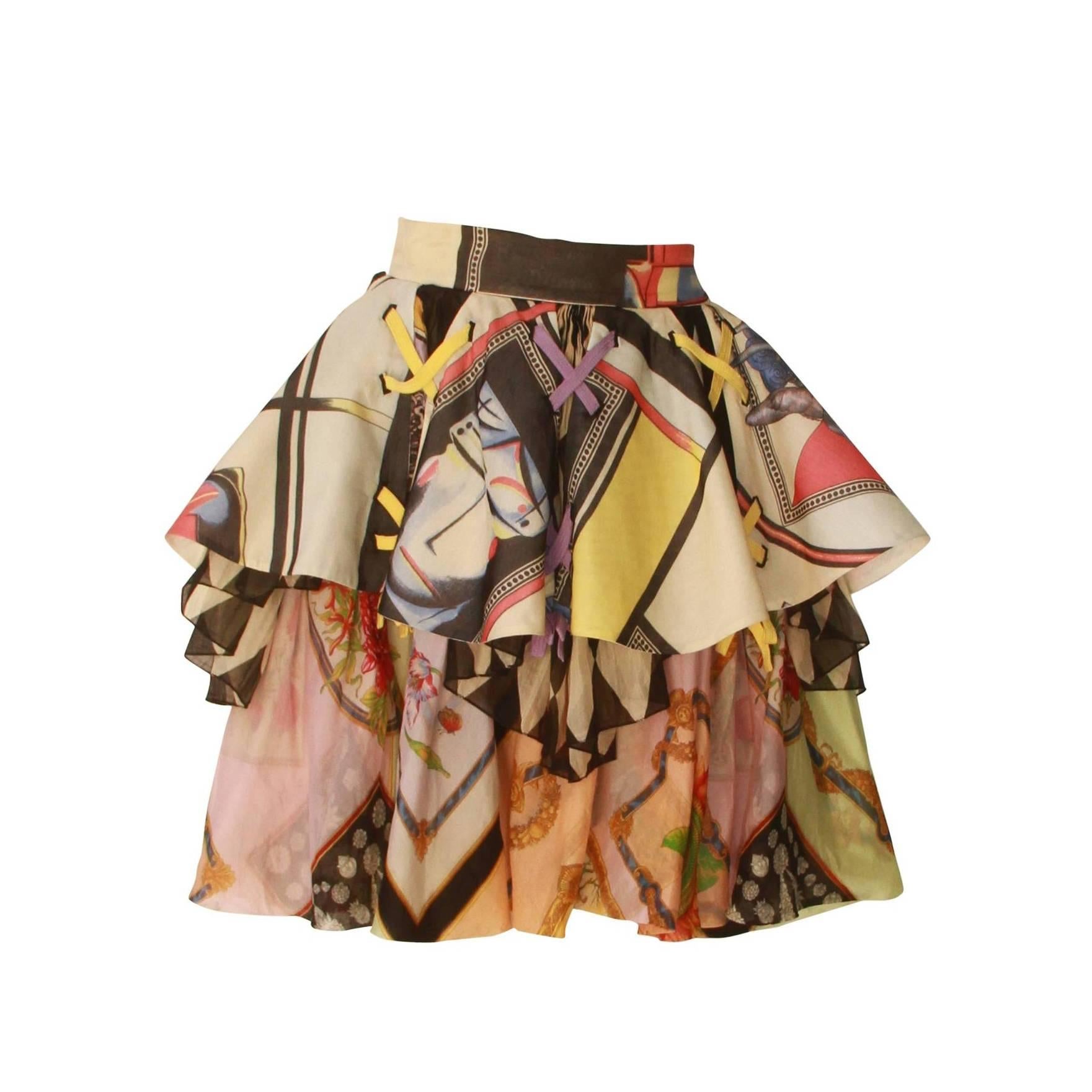 Important Gianni Versace Printed Mini Ball Gown Skirt Spring 1992 For Sale