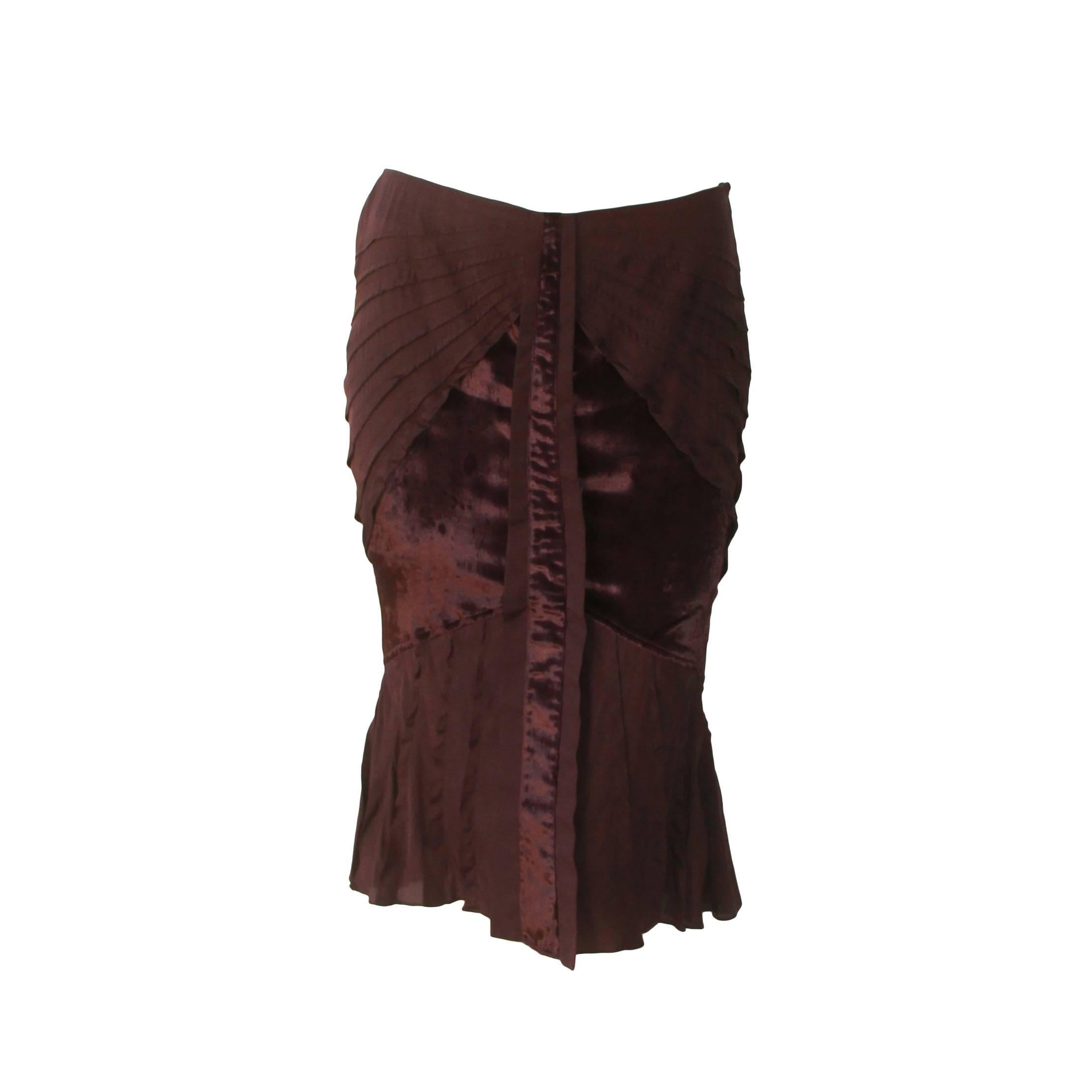 Tom Ford For Gucci Plisse Silk Velvet Skirt Fall 2004 For Sale