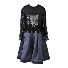 1980s Sequin and Satin Cocktail Dress