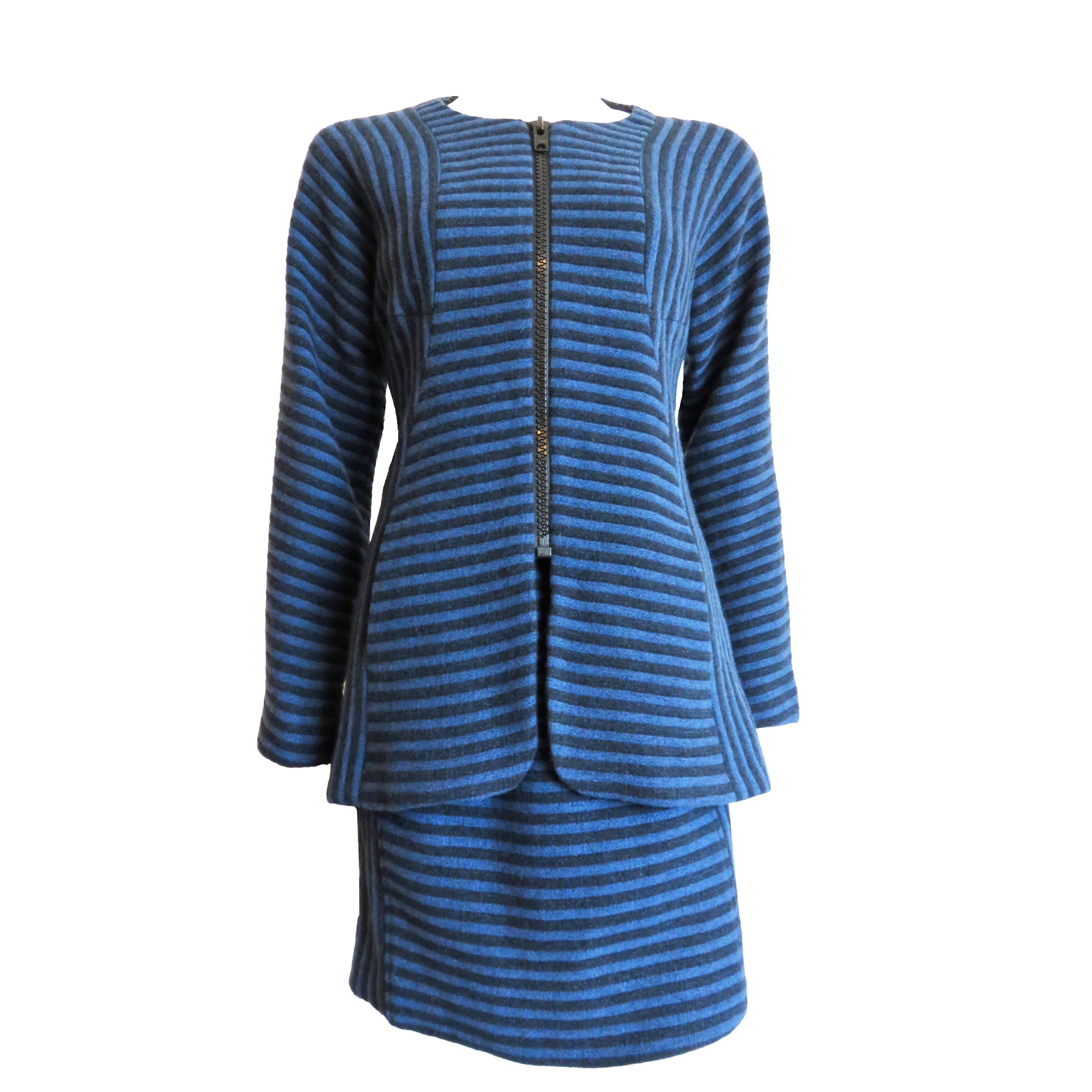 1995 GEOFFREY BEENE Striped wool skirt suit For Sale