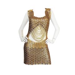 Important & Rare 1968 Paco Rabanne Metal Disc Dress Worn by Naomi Campbell 11