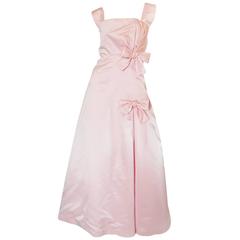 Used Romantic 1980s Pink Arnold Scaasi Boutique Bow Gown