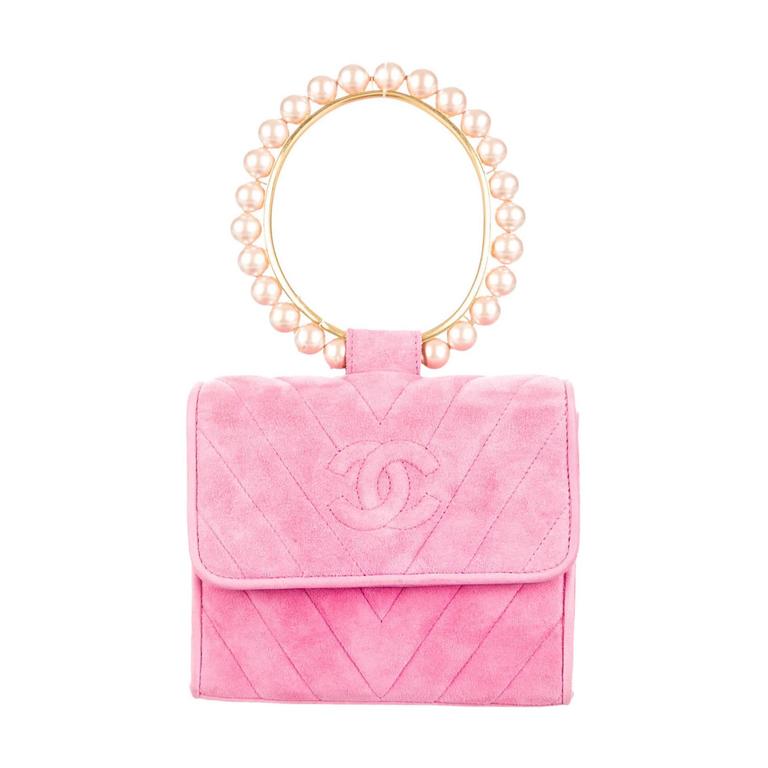 Baby Pink Suede Clutch Bag | Olivia Divine Jewellery | SilkFred US