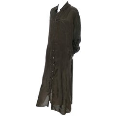 Comme des Garcons 1980s Vintage Fall Green Rayon dress or Long Coat Shirtdress