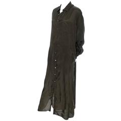 1980s Vintage dress or Long Coat Comme des Garcons Green Rayon Shirtdress 6
