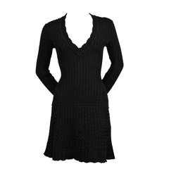 1990's AZZEDINE ALAIA jet black crocheted knit dress 11