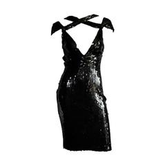 That Heavenly Tom Ford For Gucci FW 2003 Collection Black Sequin Runway Dress