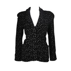Giorgio Armani Black and White Speckle Wool Blend Jacket with Piping Size 46 6