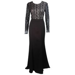 NAEEM KANH Black Jersey with Lace Evening Gown Size 8