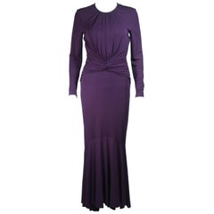 Vintage MICHAEL KORS Purple Stretch Jersey Draped Gown with Open Back Size 10