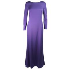 Emilio Pucci Purple Silk Long Sleeve Gown with Open Back Size Medium Large 5