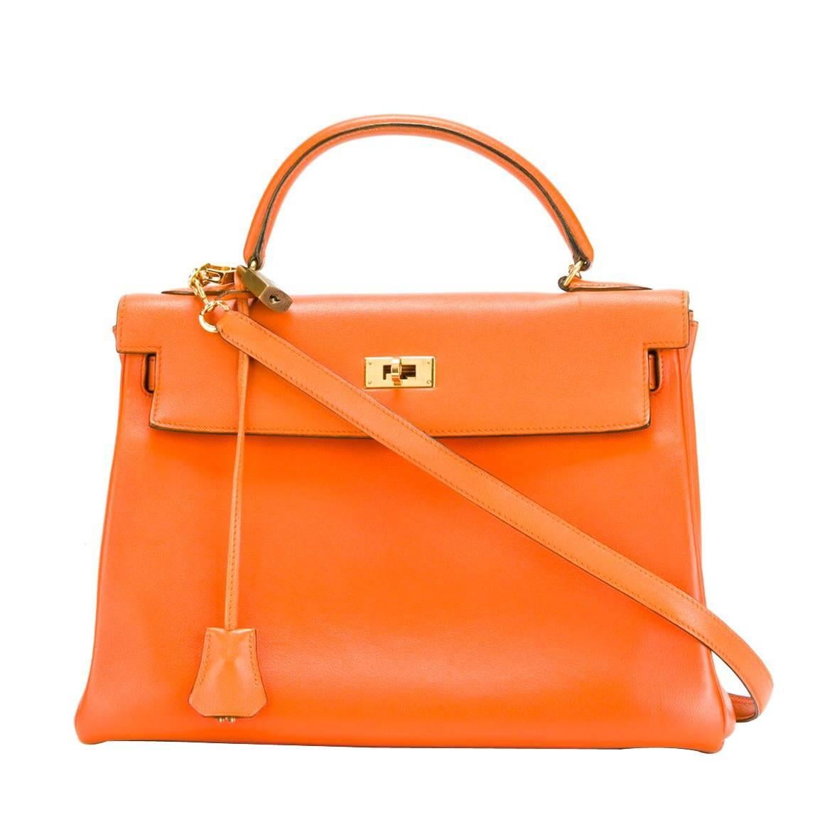 Hermes Orange 32cm Kelly Bag