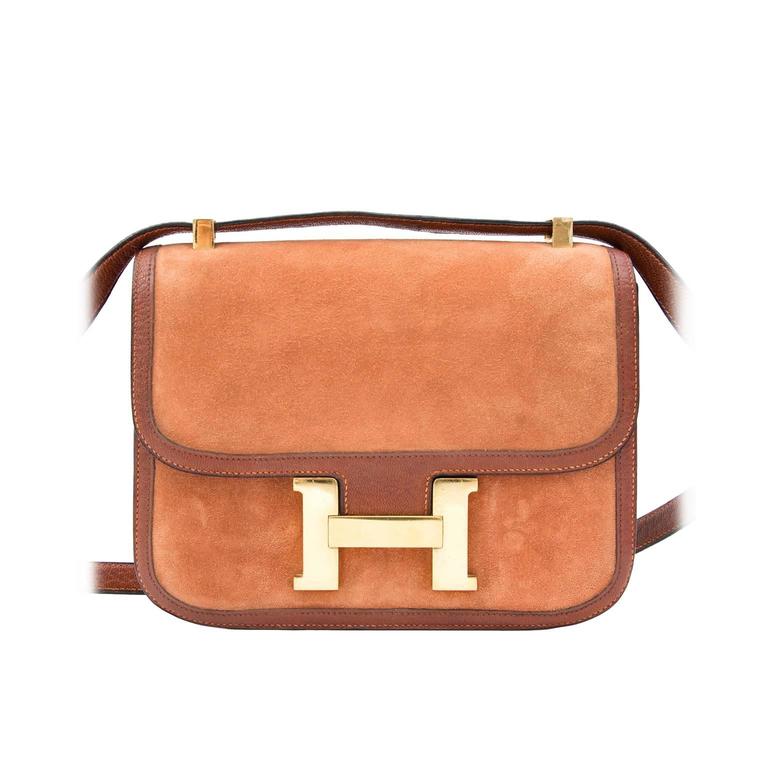 Hermes Constance Veau Doblis Suede Noisette 24cm