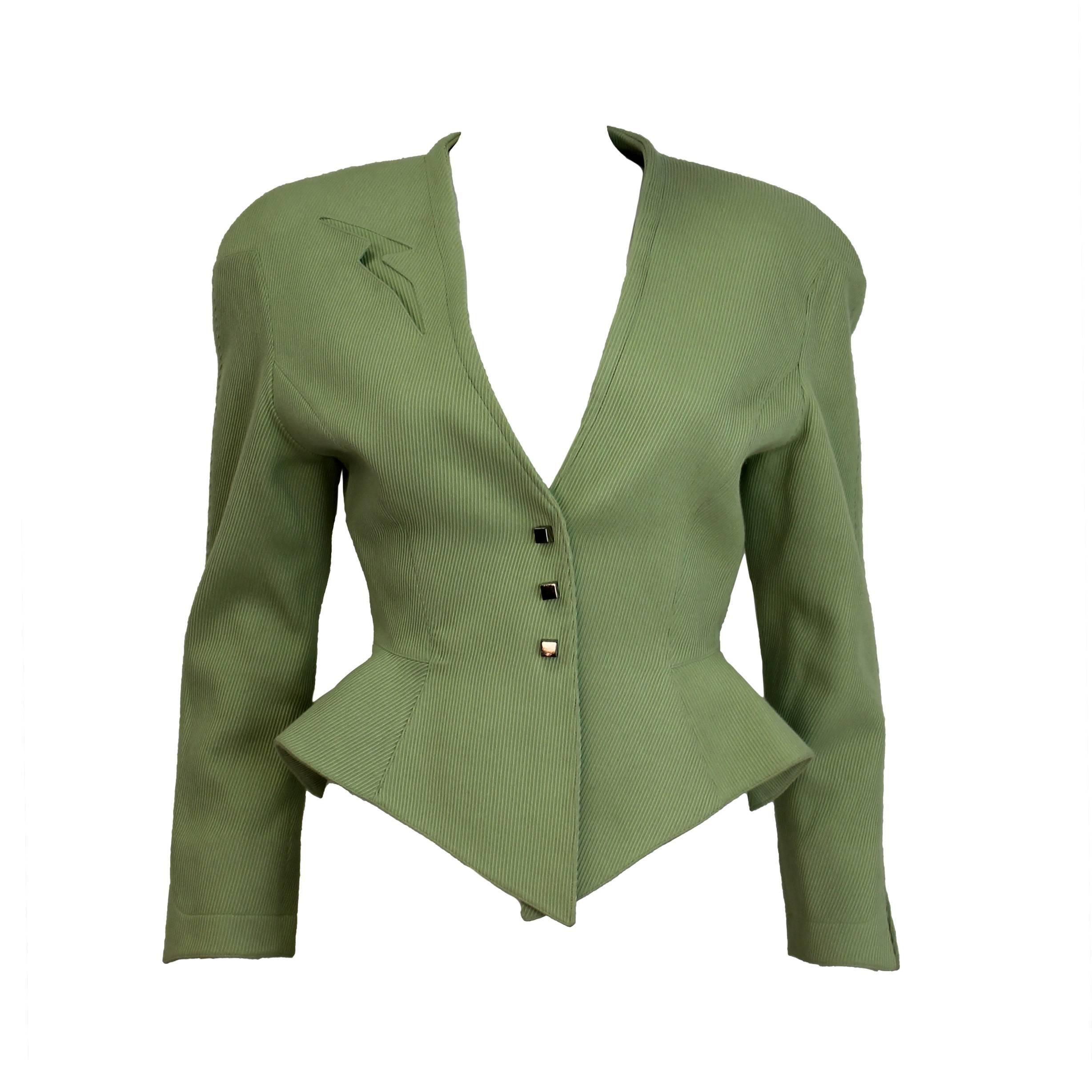 1990's Thierry Mugler Green Lightning Bolt Jacket