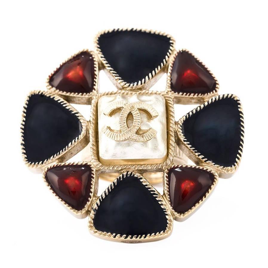 Chanel Embellished Logo Ring