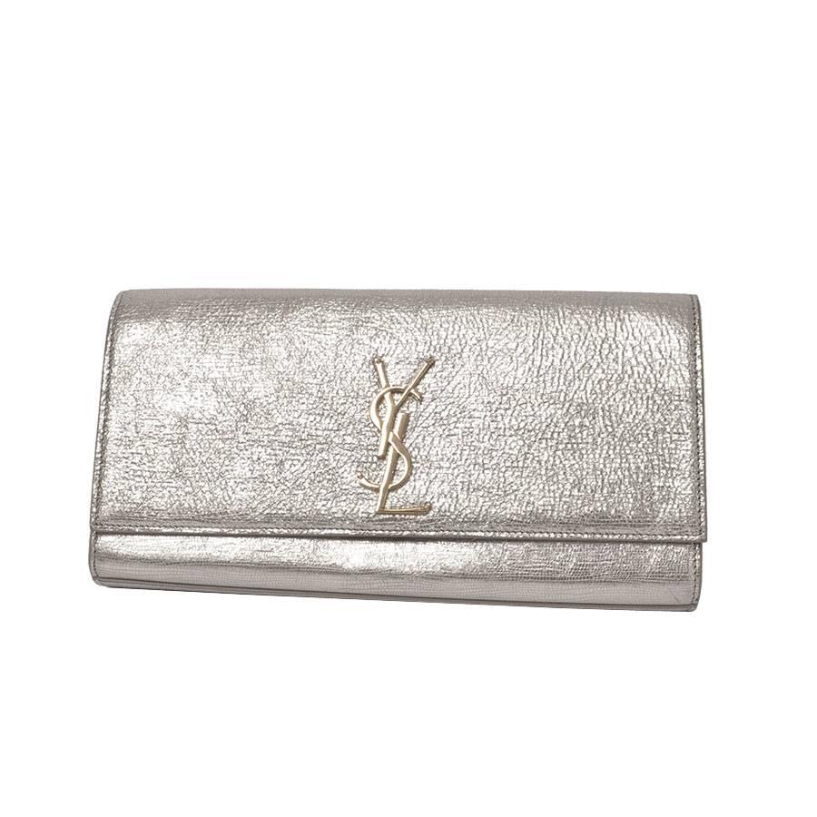 YSL, Yves Saint Laurent Cassandre Metallic Logo Clutch Bag