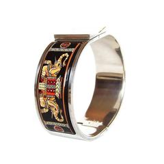 Vintage Authentic Hermes Enamel Clic Clac Bracelet Torana Elephants Black 65