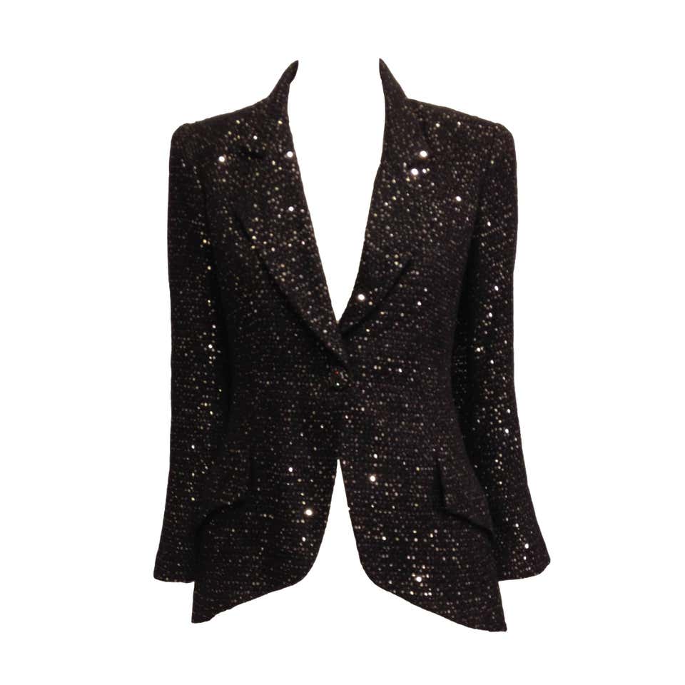 Chanel Black Tweed Jacket with Sequins Size 36 (4) For Sale at 1stDibs ...