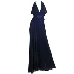 Vintage Remarkable Backless 1930s Bias Velvet Gown