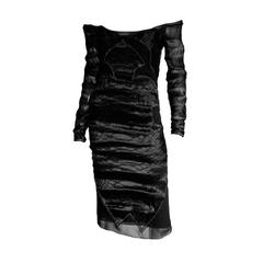 Stunning Rare & Iconic Tom Ford YSL Rive Gauche FW 2004 Black Silk Runway Dress