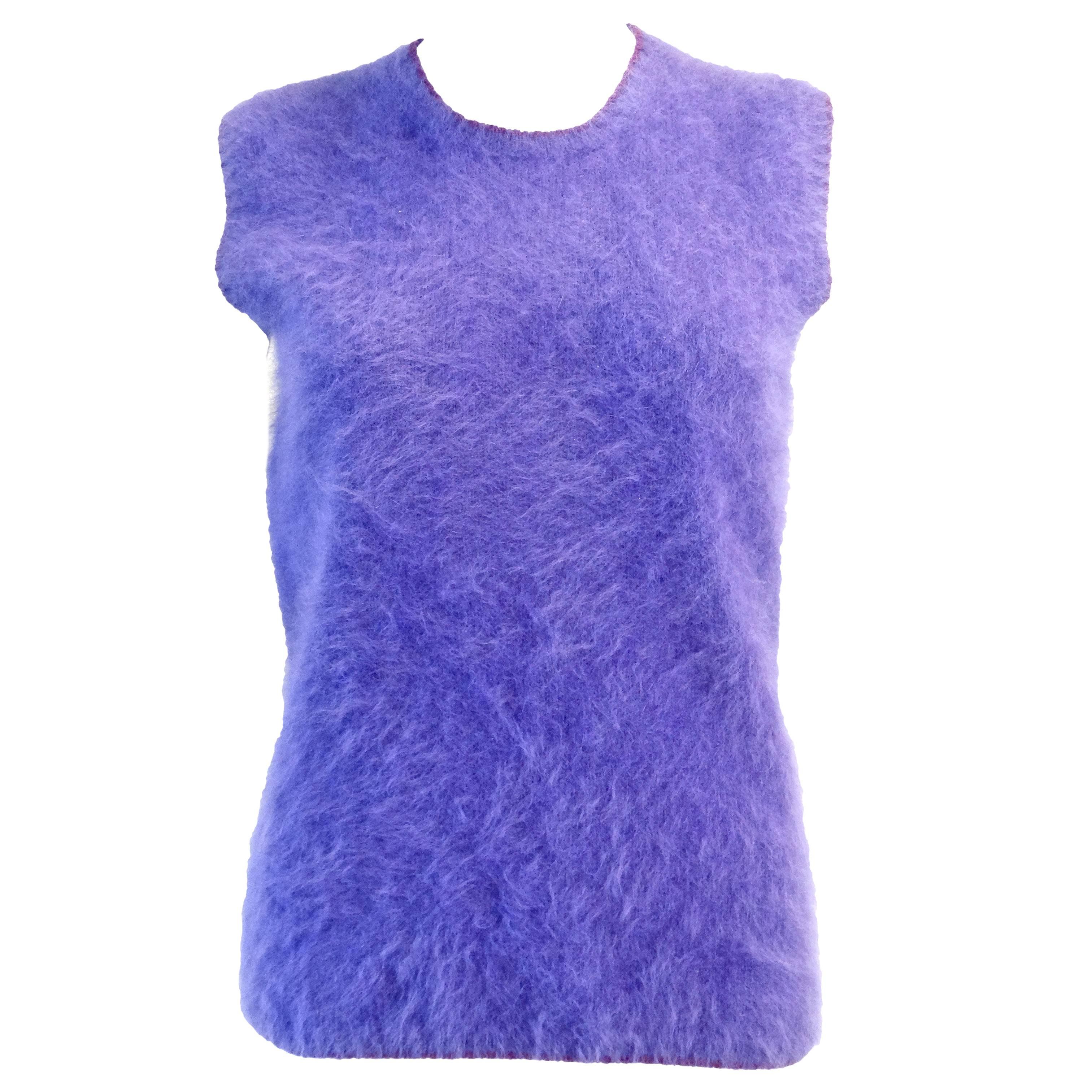 1990s Gianni Versace Couture Purple Angora Sweater  For Sale