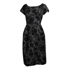 1950s Silk Velvet & Twill Brocade Hattie Carnegie Dress
