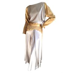 Geoffrey Beene Silver & Gold Silk Charmeuse 2pc Dress