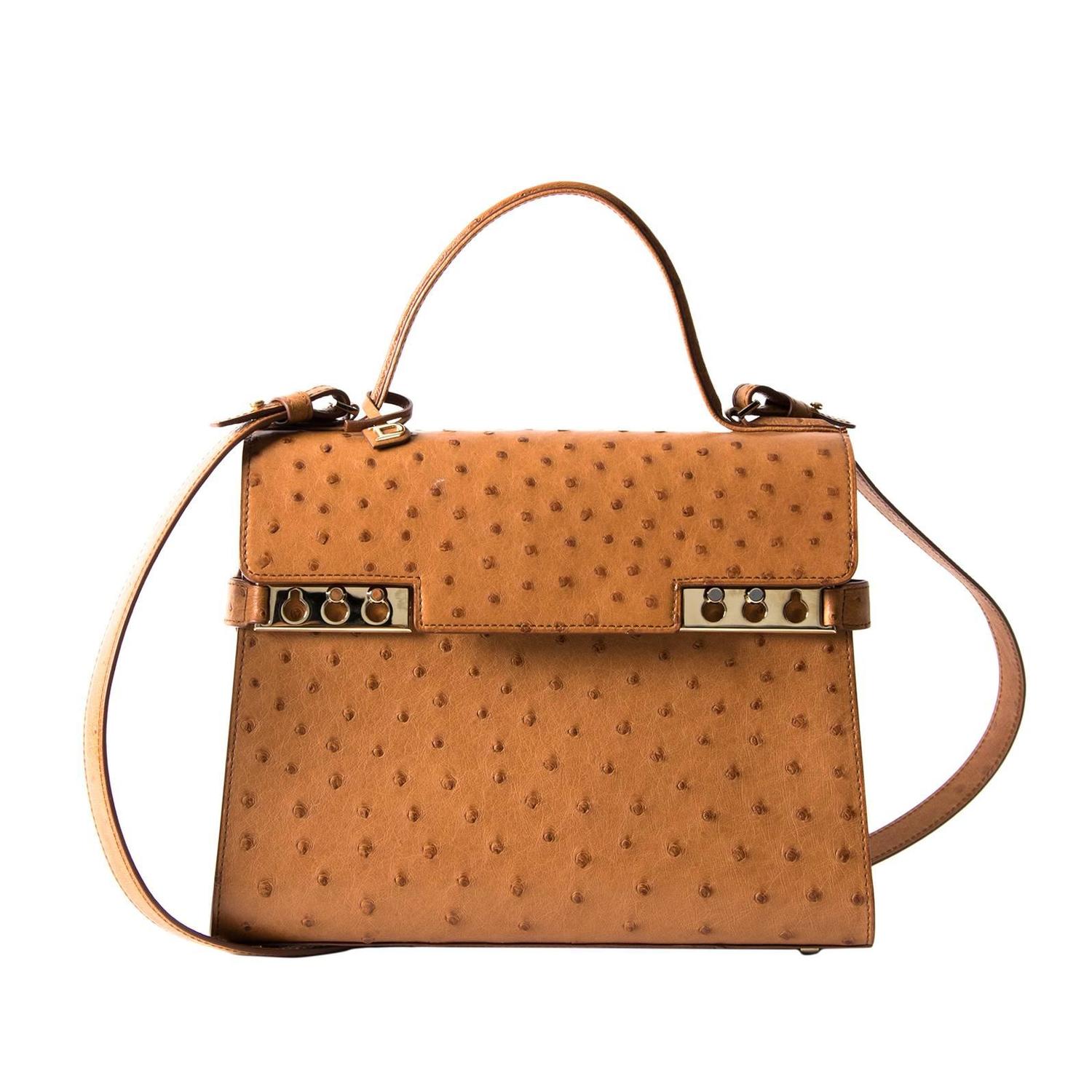 Delvaux Tempete Bag Ostrich Gold at 1stdibs