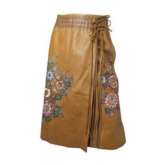 Early 1970s Char Leather Painted Skirt 7