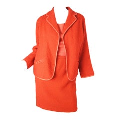 Bonnie Cashin Red Leather Trim Suit, 1960s
