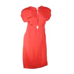 Vintage Adele Simpson Red Dress with Dress Clips and Keyhole