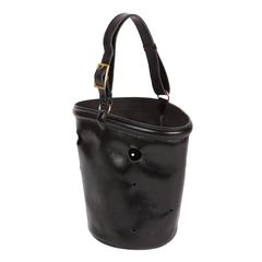 Hermes for Bonwit Teller Black Leather Mangeoire Hand Bag Purse w/Gold Hardware