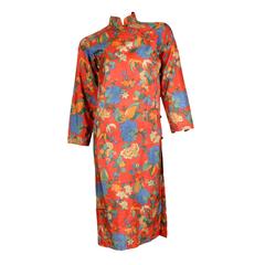 Yves Saint Laurent YSL 1978s Chinese Collection Floral Silk Tunic Dress