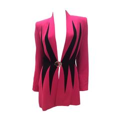 1980's Catherine Gerard Magnificent Pink and Black Evening Jacket