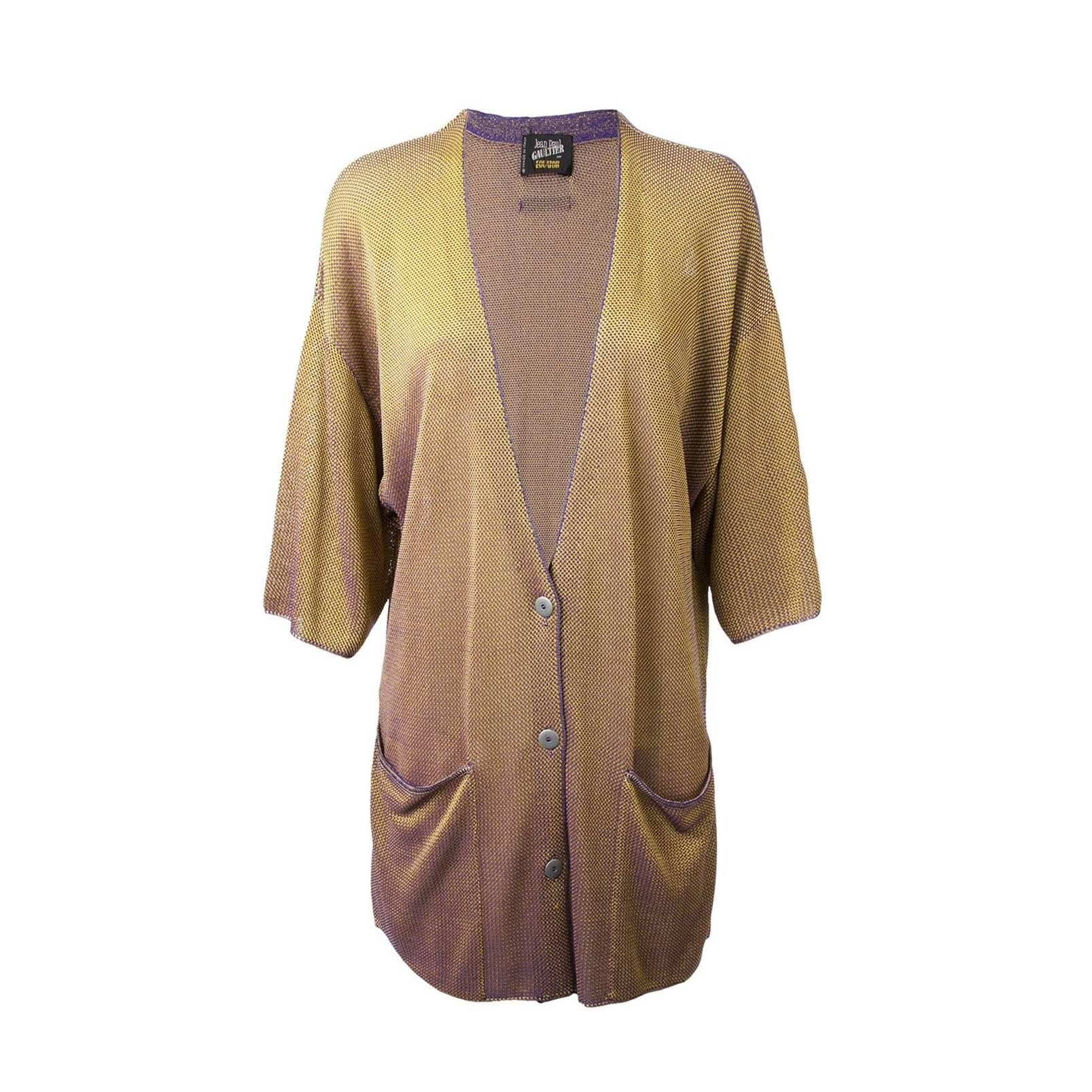 Gaultier 1985/86 “The Uptide Charme of the Bourgeoisie” opalescent cardigan For Sale