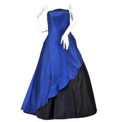 Chris Kole Cobalt and Black Strapless Evening Gown 2